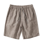 Bermuda de Linho Listrada Garenzi GZ503 confeccionada em linho nobre, com listras discretas, caimento elegante e toque suave.