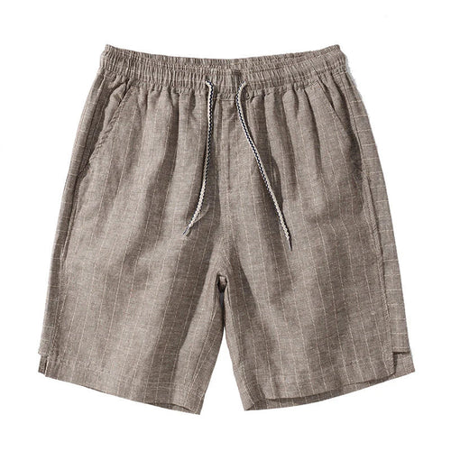 Bermuda de Linho Listrada Garenzi GZ503 confeccionada em linho nobre, com listras discretas, caimento elegante e toque suave.