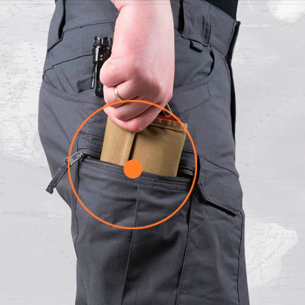 Bermuda Masculina Tática e Impermeável Garenzi GZ524 em brim premium impermeável, com caimento ajustado, visual moderno e bolsos funcionais.