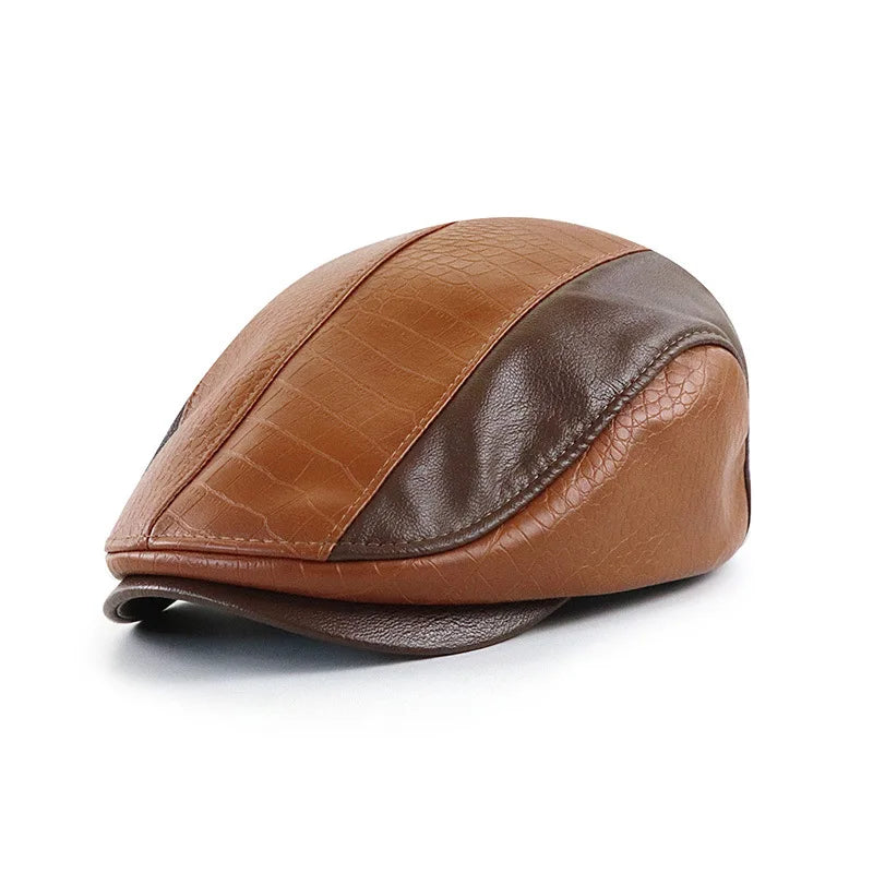Boina Masculina de Couro Vintage Garenzi GZ273 em couro premium, ajuste confortável, design clássico e visual elegante.