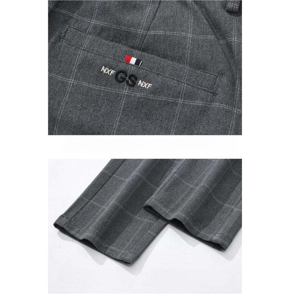 Calça Social Xadrez Masculina Garenzi GZ006 com padrão xadrez, tecido em algodão com spandex, caimento confortável e visual elegante.