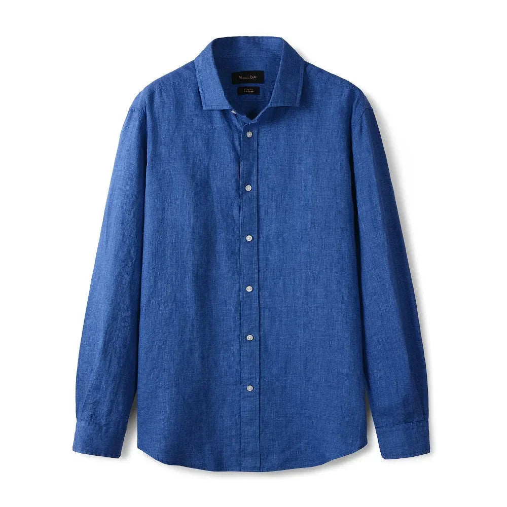 Camisa de Linho Lisa Masculina Garenzi GZ790 confeccionada em linho premium, com caimento impecável, toque leve e visual sofisticado.