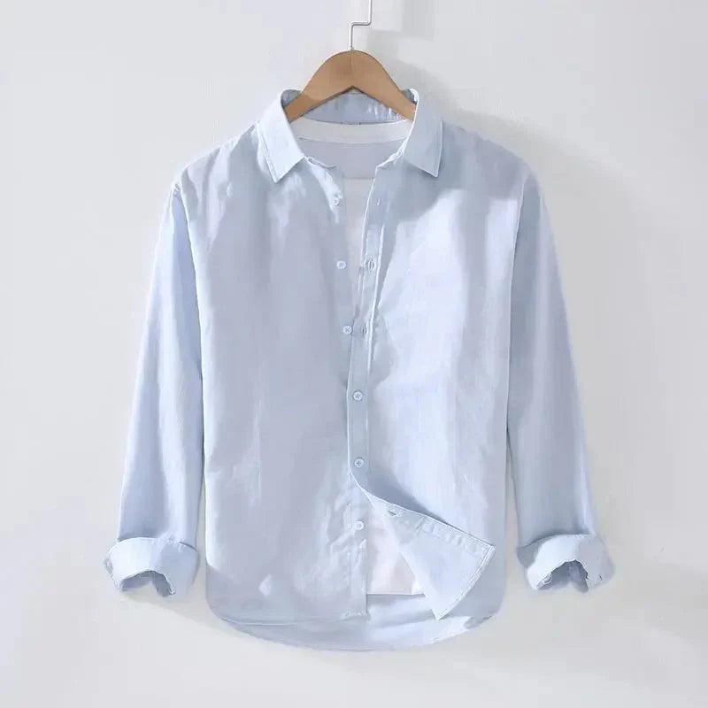 Camisa de Linho Masculina Garenzi GZ538 confeccionada em linho premium, com caimento impecável, toque leve e visual sofisticado.