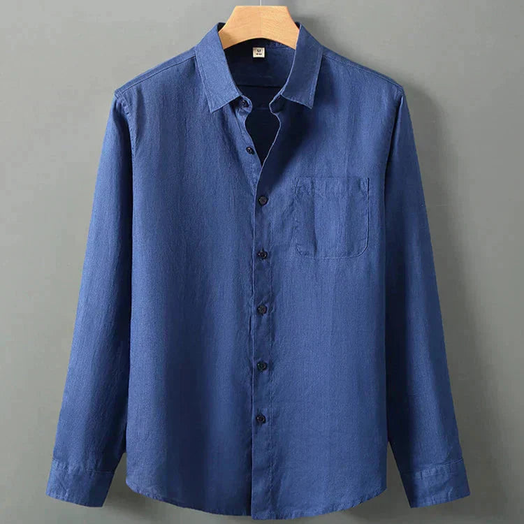 Camisa de Linho Masculina Garenzi GZ792 confeccionada em linho nobre, com caimento elegante, toque suave e acabamento resistente.