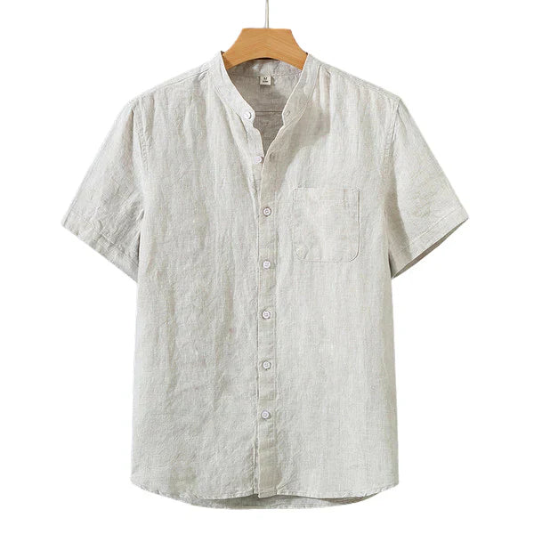 Camisa de Linho Masculina Premium Garenzi GZ795 confeccionada em linho premium, com caimento elegante, toque leve e acabamento refinado.