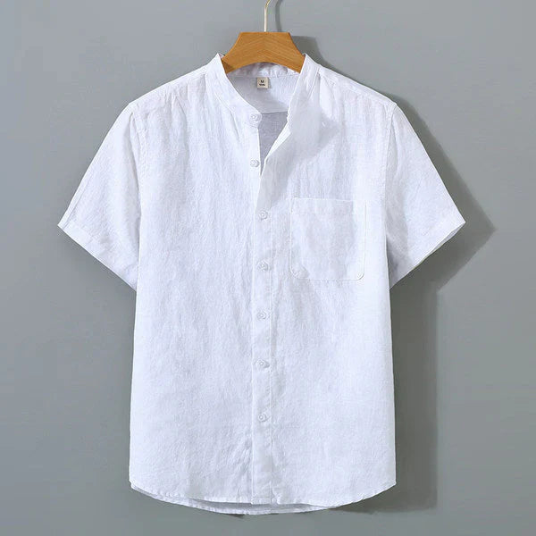Camisa de Linho Masculina Premium Garenzi GZ795 confeccionada em linho premium, com caimento elegante, toque leve e acabamento refinado.