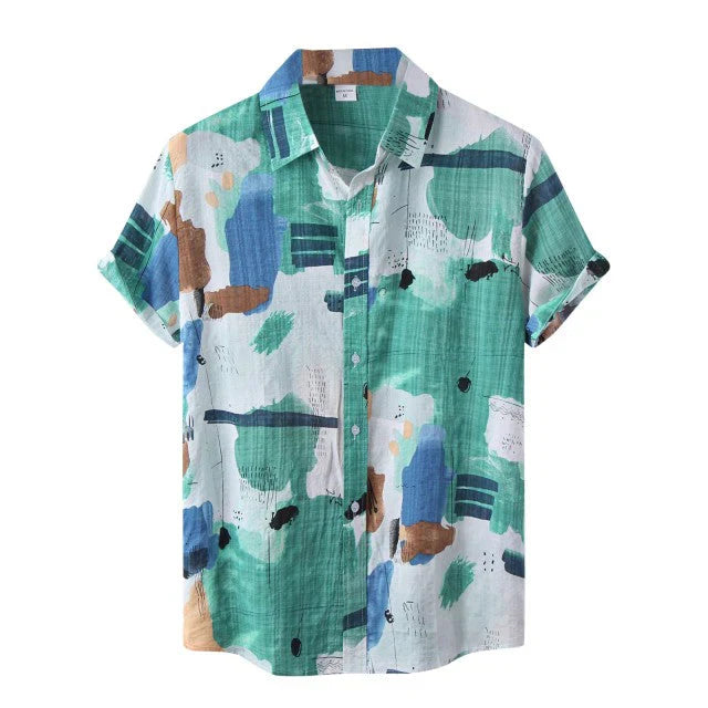 Camisa Manga Curta Mirage Garenzi GZ588 com tecido leve e respirável, estampas abstratas modernas e caimento confortável.