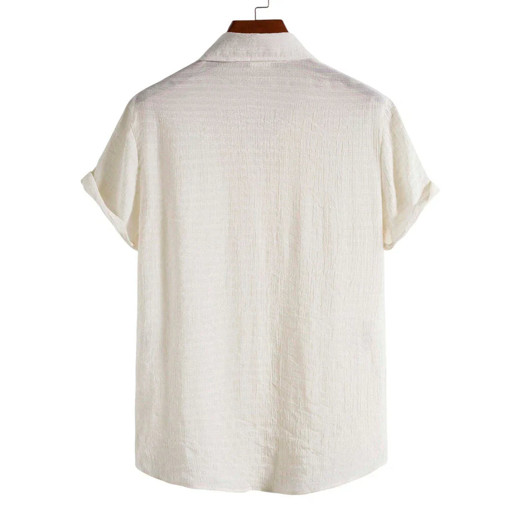 Camisa Manga Curta Playa Off White Garenzi GZ591 com tecido leve, design clean, caimento confortável e visual elegante.