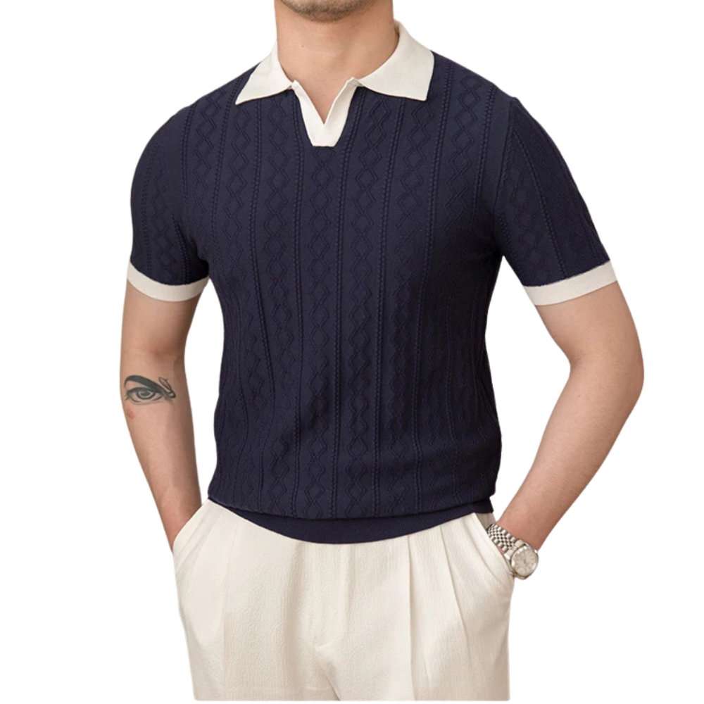 Camisa Polo Masculina Tricot Madrid Garenzi GZ016 confeccionada em tricot de alta qualidade, com caimento ajustado e acabamento refinado.