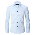Camisa Social de Algodão Masculina Garenzi GZ083 confeccionada em algodão premium, com caimento ajustado, tecido que amassa menos e visual elegante.