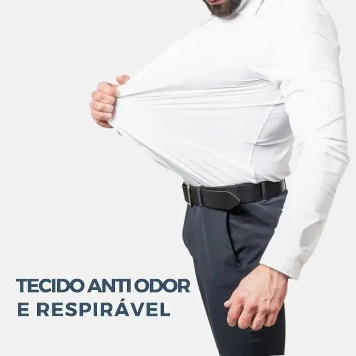 Camisa Social de Algodão Masculina Garenzi GZ083 confeccionada em algodão premium, com caimento ajustado, tecido que amassa menos e visual elegante.