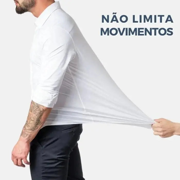 Camisa Social de Algodão Masculina Garenzi GZ083 confeccionada em algodão premium, com caimento ajustado, tecido que amassa menos e visual elegante.