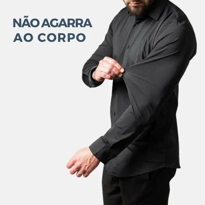 Camisa Social de Algodão Masculina Garenzi GZ083 confeccionada em algodão premium, com caimento ajustado, tecido que amassa menos e visual elegante.