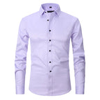Camisa Social de Algodão Masculina Garenzi GZ083 confeccionada em algodão premium, com caimento ajustado, tecido que amassa menos e visual elegante.