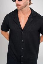 Conjunto Paradizo Garenzi Masculino com camisa de manga curta e calção, tecido leve, caimento moderno e visual casual confortável