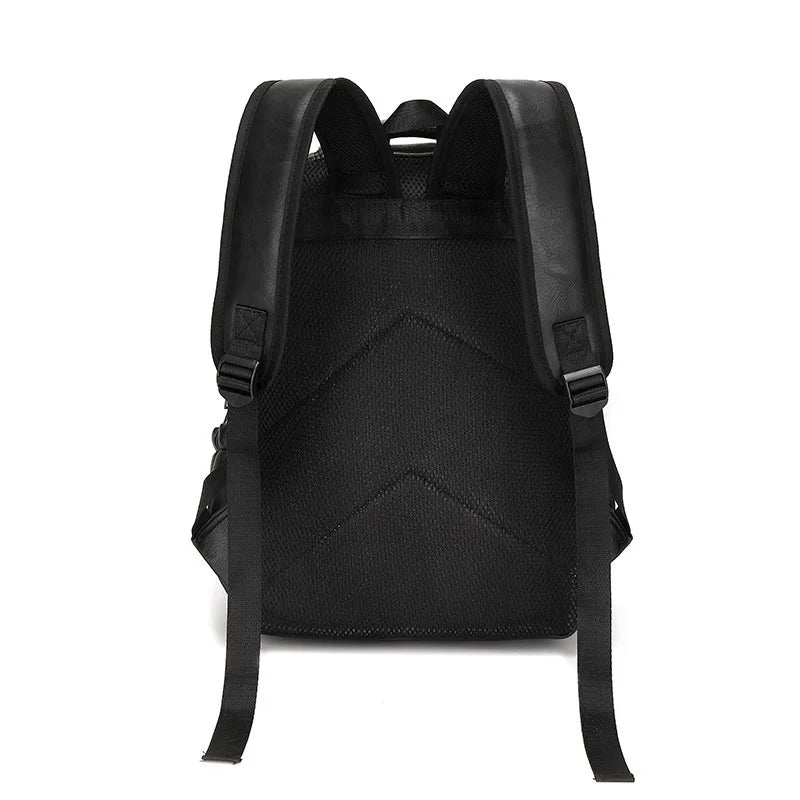 Mochila de Couro Masculina Garenzi GZ072 resistente à água, com porta USB, sistema antifurto, design executivo e alta capacidade.