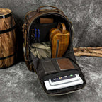 Mochila Executiva em Couro Retrô Garenzi GZ071 em couro legítimo, design retrô moderno, compartimentos funcionais e acabamento refinado.