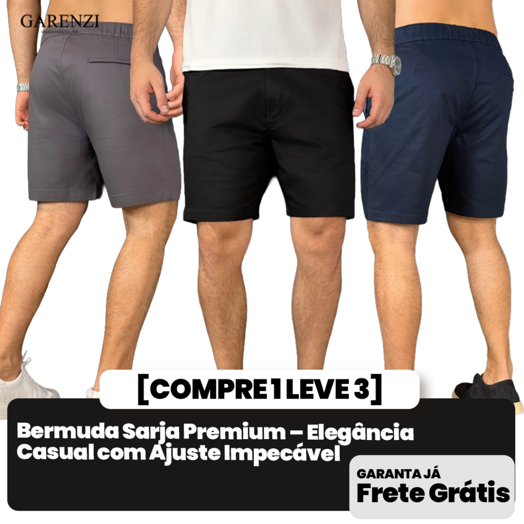 [COMPRE 1 E LEVE 3] Bermudas Sarja Premium - Elegância Casual com Ajuste Impecável