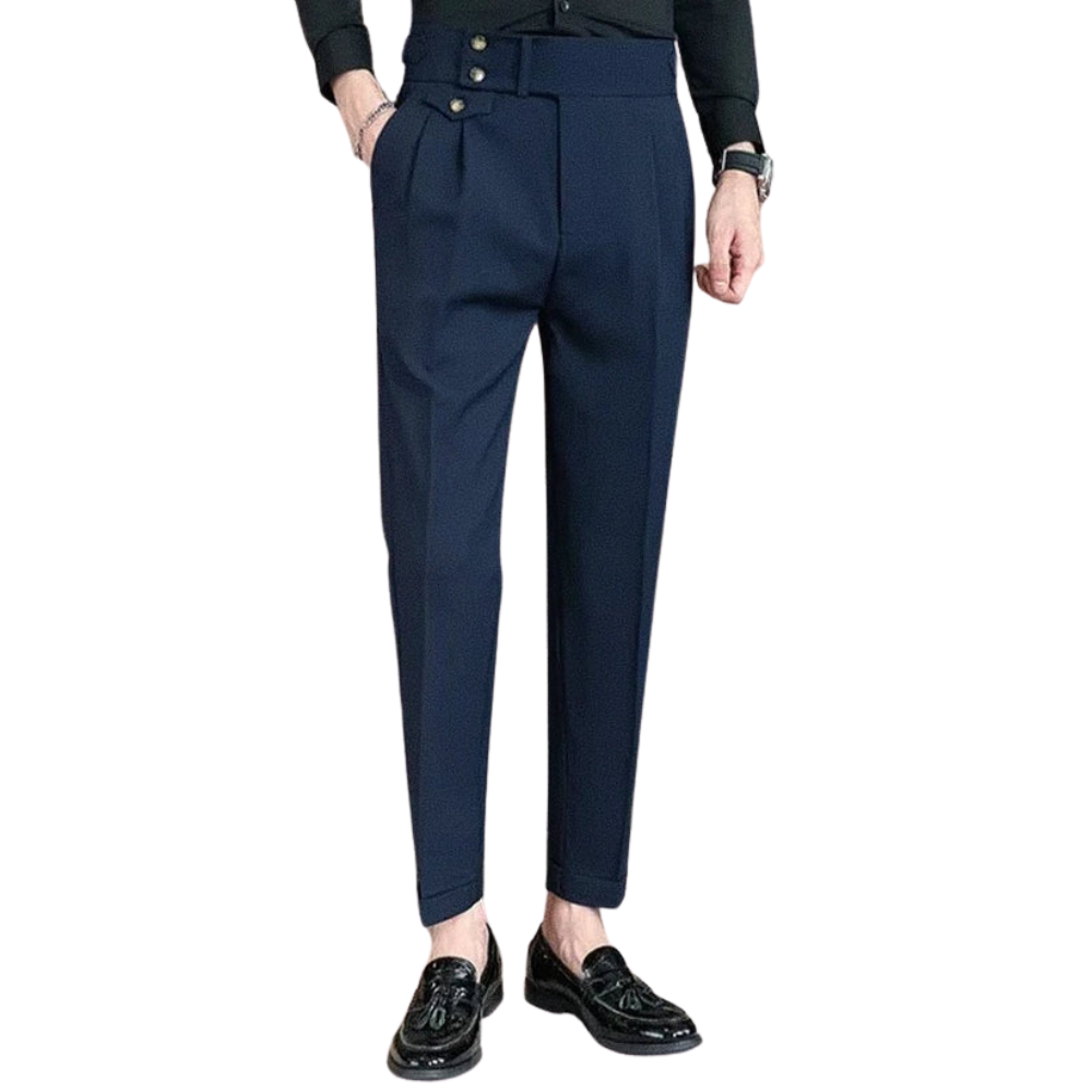 Calça de Alfaiataria Masculina Garenzi GZ253 com caimento elegante, tecido resistente e design refinado para uso formal ou casual.