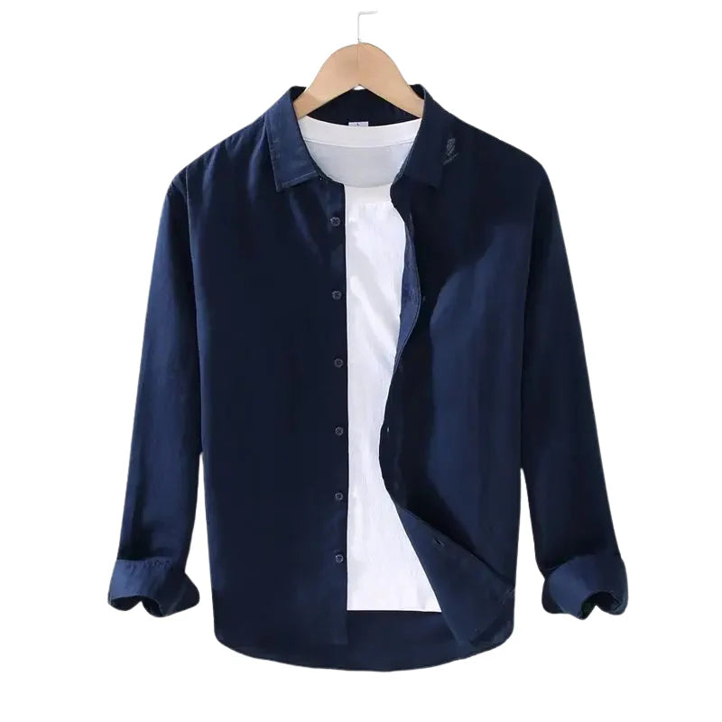 Camisa de Linho Masculina Garenzi GZ538 com linho premium, caimento leve e visual elegante para eventos formais ou uso diário refinado.