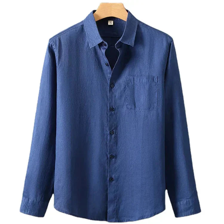 Camisa de Linho Masculina Garenzi GZ792 em linho nobre com caimento leve, toque fresco e estilo sofisticado para diferentes ocasiões.