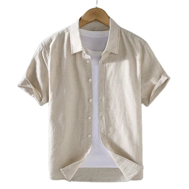 Camisa de Linho Masculina Garenzi GZ796 com linho nobre, caimento leve e estilo Old Money para visual sofisticado e confortável.