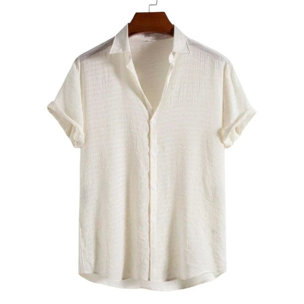 Camisa Manga Curta Playa Off White Garenzi GZ591 com tecido leve, visual refinado e caimento fresco ideal para dias ensolarados.