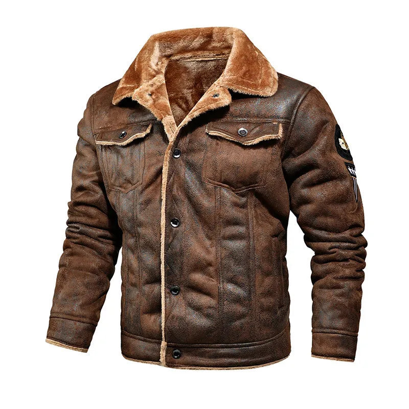 Jaqueta Masculina de Couro Harbe Garenzi GZ119 em couro genuíno com forro de veludo e acabamento refinado para visual elegante.