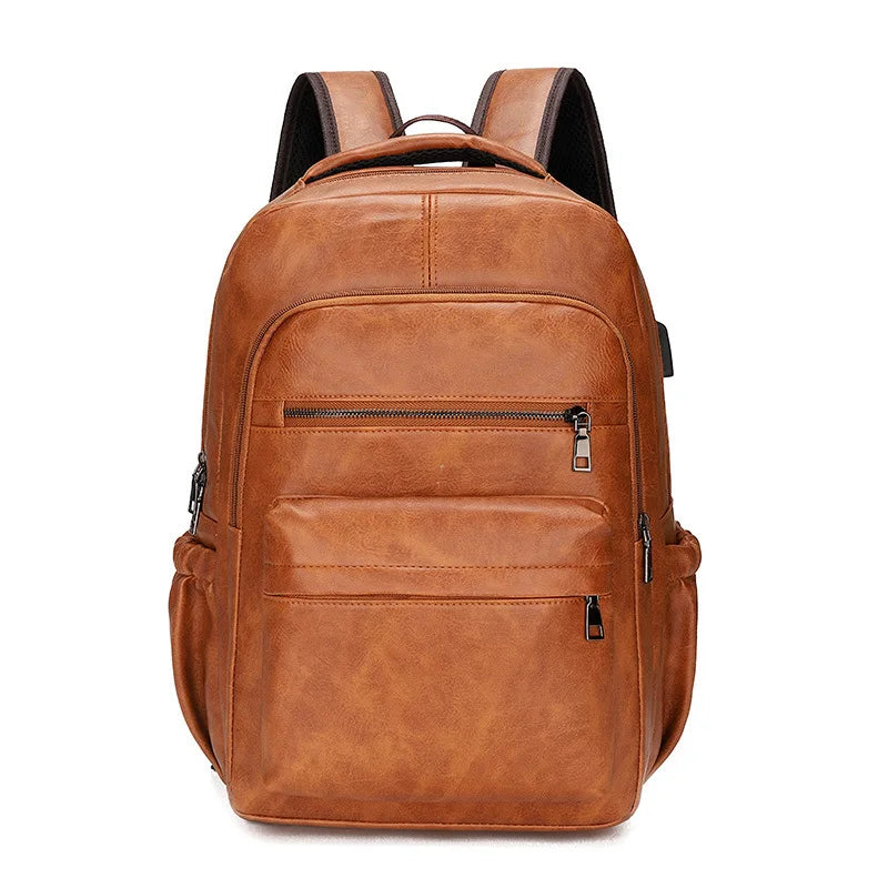Mochila de Couro Masculina Garenzi GZ072 - Resistente à Água, com USB e Antifurto