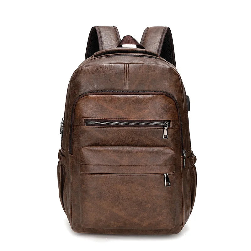 Mochila de Couro Masculina Garenzi GZ072 - Resistente à Água, com USB e Antifurto