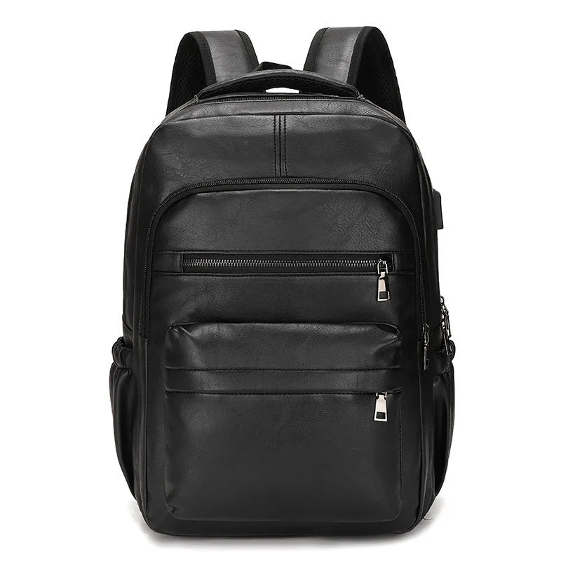 Mochila de Couro Masculina Garenzi GZ072 resistente à água, com porta USB, função antifurto e compartimentos para notebook ideal para estilo moderno e organização.