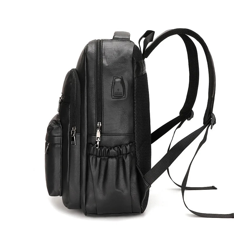 Mochila de Couro Masculina Garenzi GZ072 - Resistente à Água, com USB e Antifurto